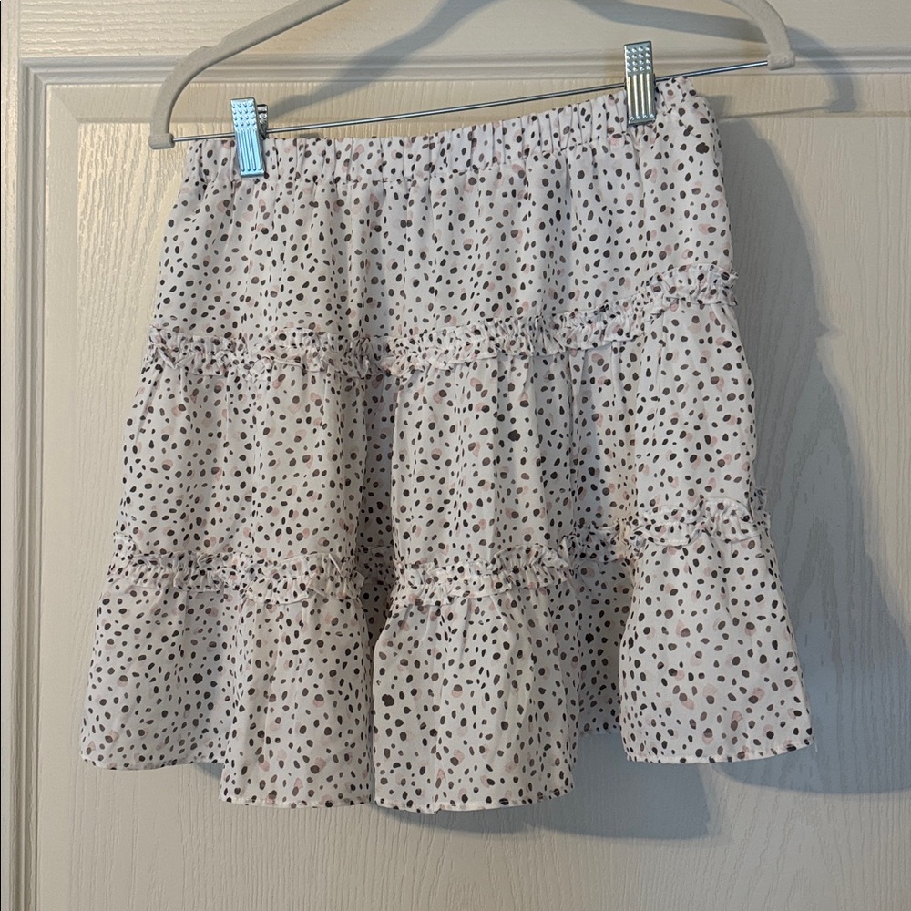 White and Green and Yellow Polka Dot Skirt